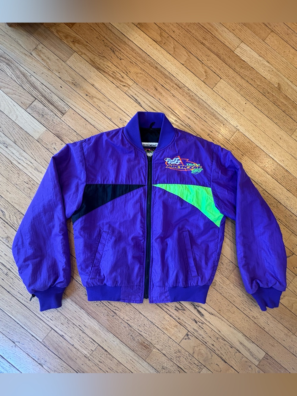 Vintage Purple Snowmachine Racing Jacket with Neon Accent